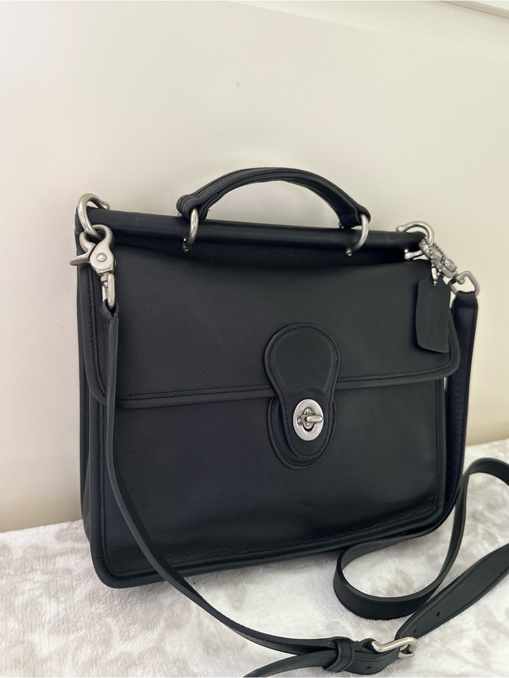EUC Coach 9927 Willis Bag Black Glove Tanned Leather Nickel Hardware Vintage